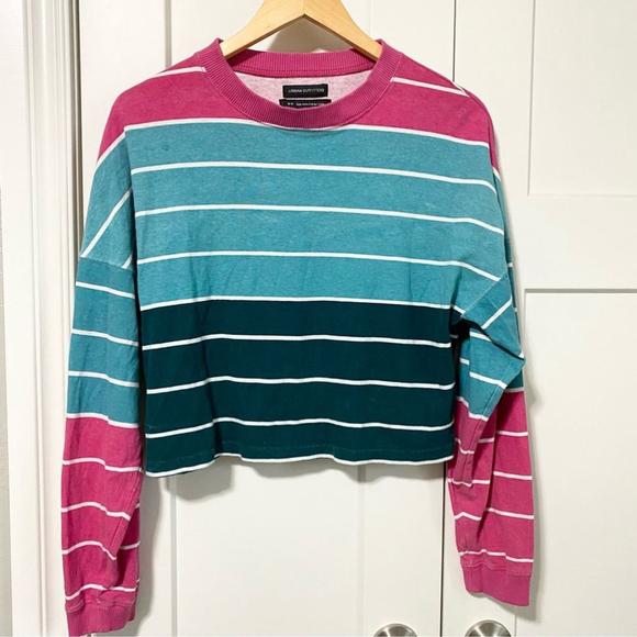 Urban Outfitters OU Angie striped Crew neck crop top size medium - Picture 1 of 11